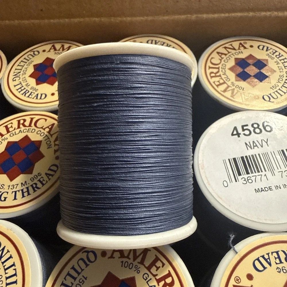 1 Case: 30 Spools - NAVY Americana Quilting Thread 150 Yds 100% Glacéd Cotton